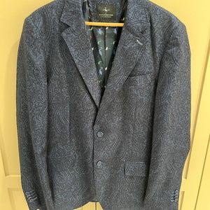 Tailorbyrd Mens Blue/Gray Metallic Paisley Sport Coat (40L)